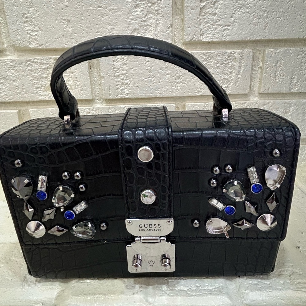 Guess Women's Britta Mini Trunk  Black Embellished